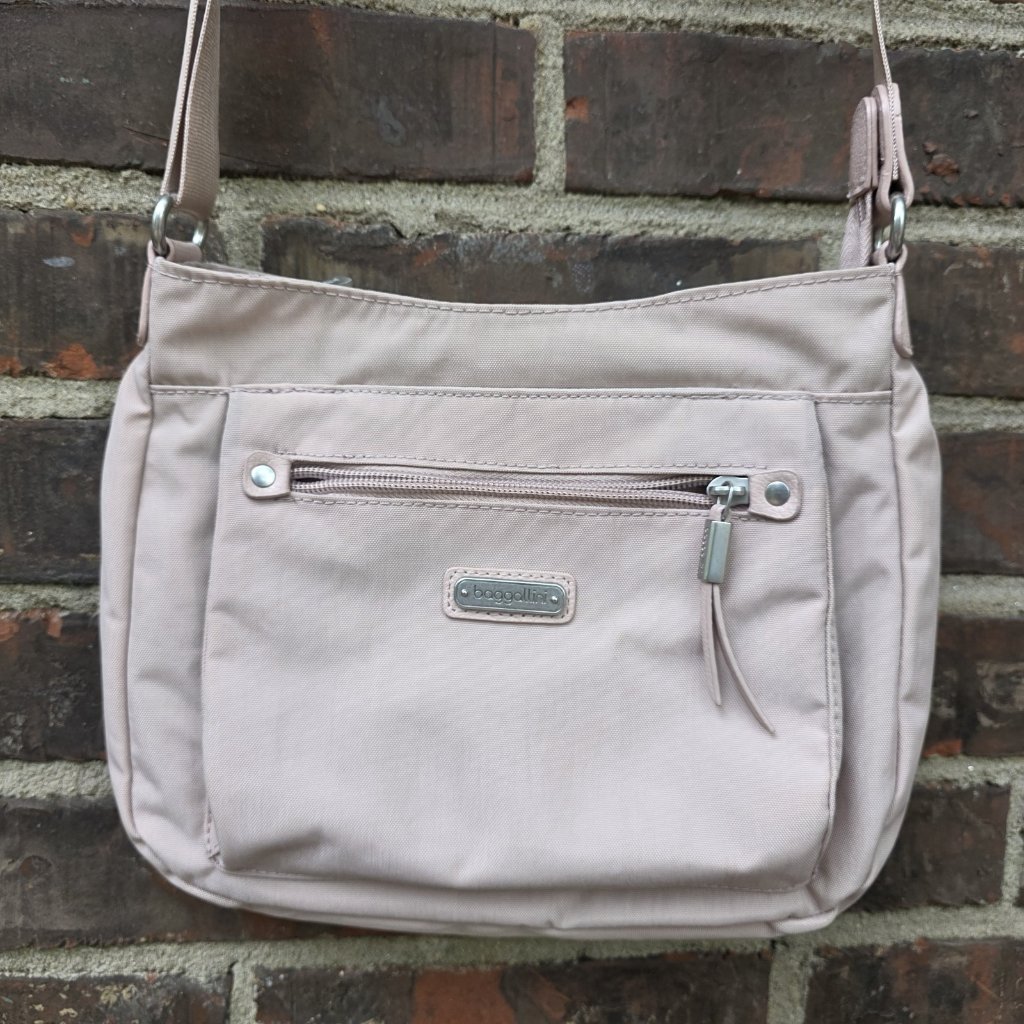 Baggallini Uptown Bagg Grayish Pink Purse Crossbody Bag Woodrose
